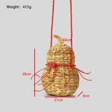 Funny Gourd-Shaped Straw Shoulder Crossbody Bags for Women