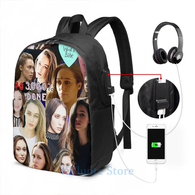 Graphic Print Alycia Debnam Carey Collage USB Charge Backpack