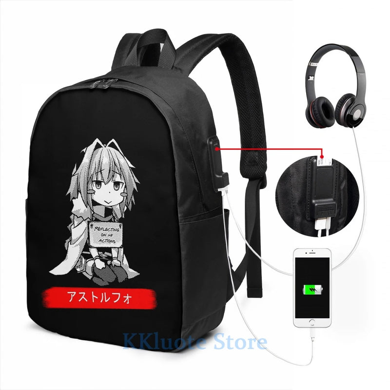 Astolfo Reflecting on Action USB Charge Backpack Men Women