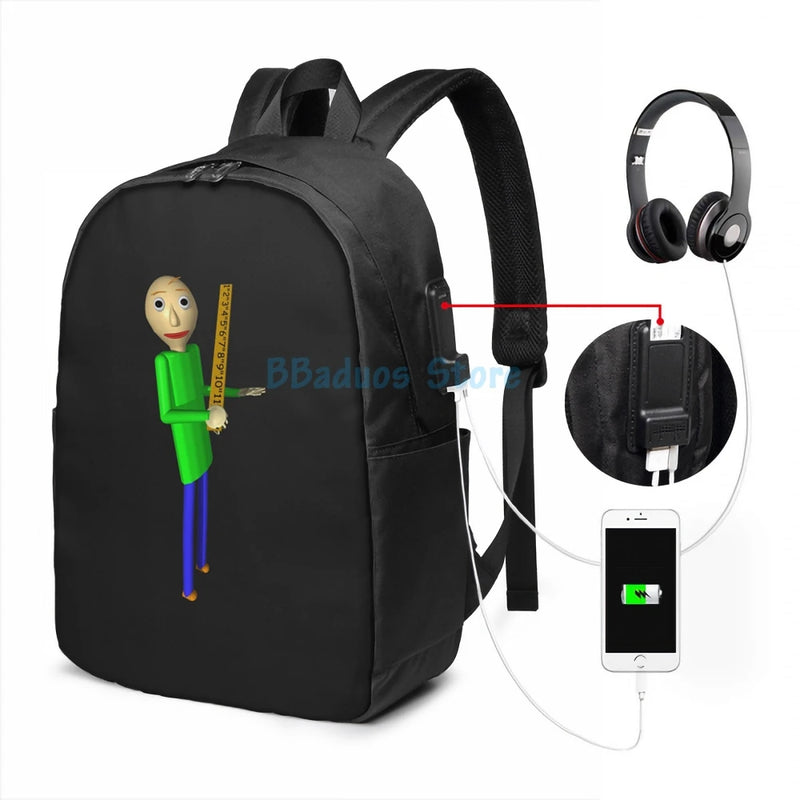 Funny Graphic print Baldis Basics(2) USB Charge Backpack men Women School bags