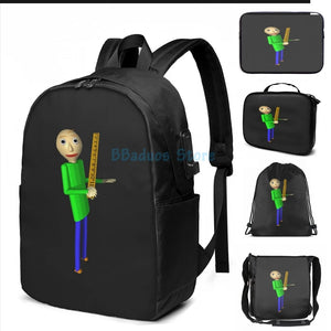Funny Graphic print Baldis Basics(2) USB Charge Backpack men Women School bags