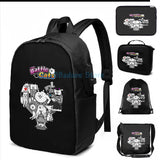 Funny Graphic Cat USB Charge Backpack for Travel and School