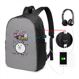 Funny Graphic print Battle Cats USB Charge Backpack School bag