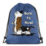 Born to Howl Basset Hound USB Charge Backpack School Travel Laptop Bag