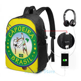Capoeira Graphic Print USB Charge Backpack