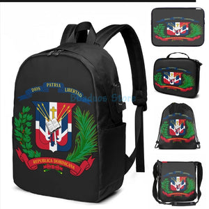 Dominican Republic Coat of Arms USB Charge Backpack