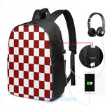 Graphic Print Red USB Charge Backpack School Laptop Bag
