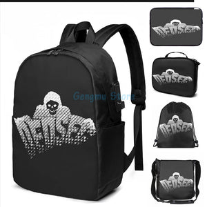 Funny Graphic Dedsec USB Charge Backpack for Men Women