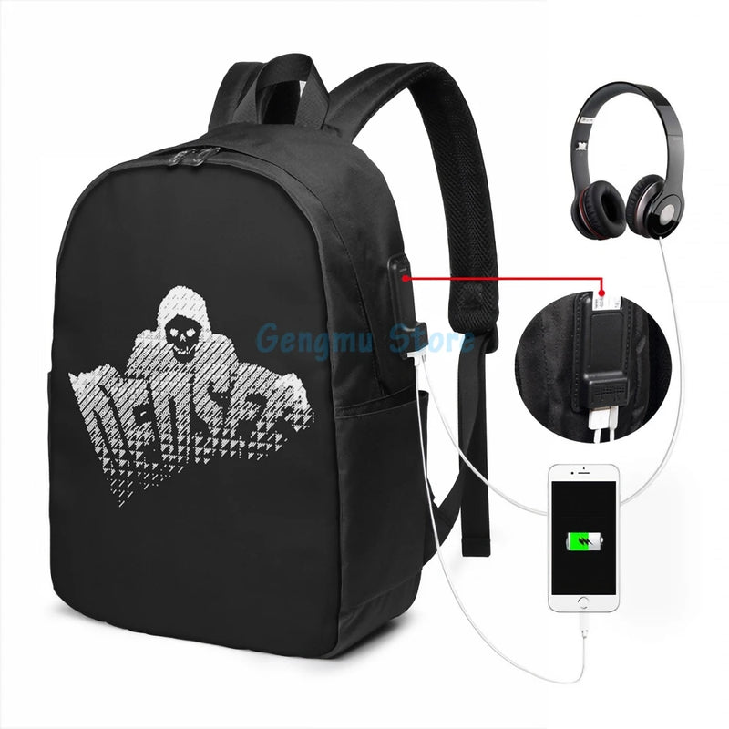 Funny Graphic Dedsec USB Charge Backpack for Men Women
