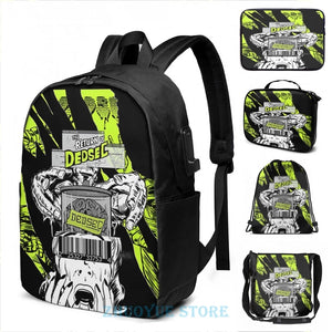Dedsec Shirt USB Charge Backpack School Travel Laptop Bag