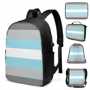 Funny DemiBoy Flag USB Charge Backpack School Bag