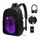 Funny Enderman USB Charge Backpack School Travel Laptop Bag