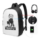 Funny Graphic print Astolfo Waifu USB Charge Backpack School Travel bag