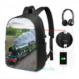 Flying Scotsman USB Charge Backpack School Travel Laptop Bag