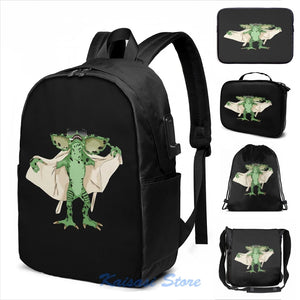 Funny Graphic Gremlin Flasher USB Backpack Men Women School Travel Bag