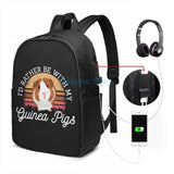 Funny Graphic print Guinea Pig Cavy USB Charge Backpack School Travel Bag