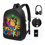 Funny Graphic Print USB Charge Backpack School bags Travel laptop bag