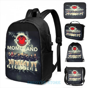 Funny Graphic Print MOMOLAND USB Charge Backpack School Travel Laptop Bag
