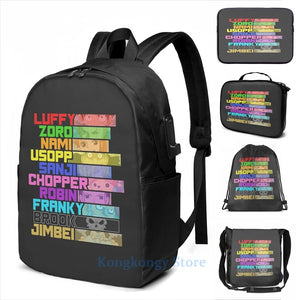 One Piece Straw Hat Pirates Brook USB Charge Backpack