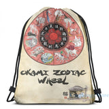 Funny Graphic Okami Zodiac Wheel USB Charge Backpack