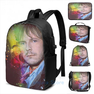 Funny Graphic Print USB Charge Backpack Men Women School Bags Travel Laptop Bag