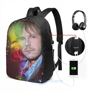 Funny Graphic Print USB Charge Backpack Men Women School Bags Travel Laptop Bag