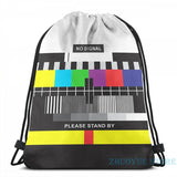 Funny Graphic Print TV No Signal USB Charge Backpack School Bag