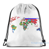 World Flags Map USB Charge Backpack Travel Laptop Bag