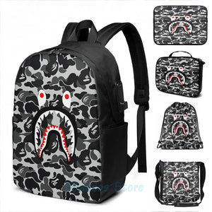 Funny Camo USB Charge Backpack School Bag Travel Laptop Bag