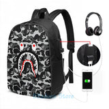 Funny Camo USB Charge Backpack School Bag Travel Laptop Bag