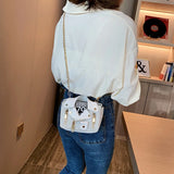 Funny Jacket Shoulder Bag Canvas Chains Mini Tote Clutch