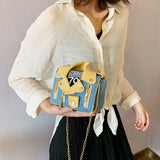 Funny Jacket Shoulder Bag Canvas Chains Mini Tote Clutch