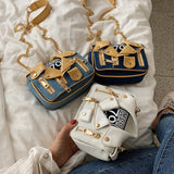 Funny Jacket Shoulder Bag Canvas Chains Mini Tote Clutch