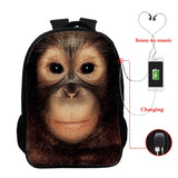 Funny Monkey Face 3D School Bag for Teens Backpack Women Men Bookbag