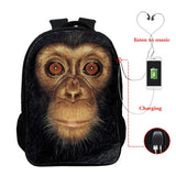 Funny Monkey Face 3D School Bag for Teens Backpack Women Men Bookbag