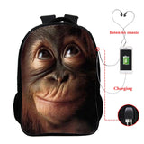 Funny Monkey Face 3D School Bag for Teens Backpack Women Men Bookbag