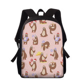 Funny Sloth Print Schoolbag for Kids, Teen Backpack for Boys/Girls