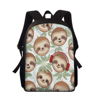 Funny Sloth Print Schoolbag for Kids, Teen Backpack for Boys/Girls