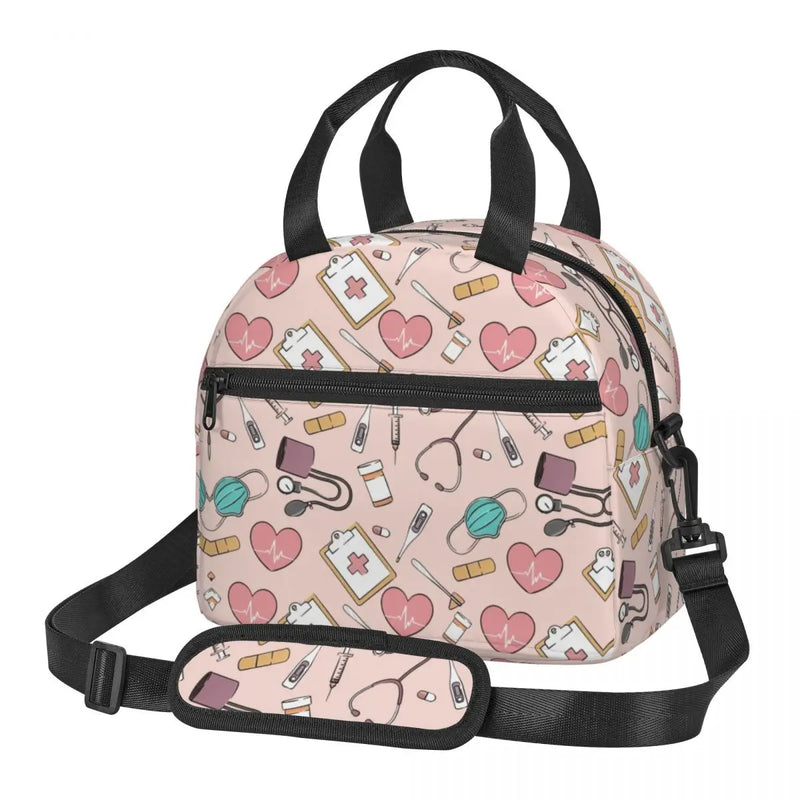 Funny Nurse Insulated Lunch Bag for Women Waterproof Nursing Cooler