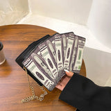 Funny Personality Poker Tower Dollar Printing Pu Messenger Bag Women Small Chain