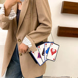 Funny Personality Poker Tower Dollar Printing Pu Messenger Bag Women Small Chain