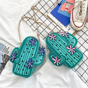 Funny Cactus Shaped Women's Bag Chain Shoulder Cross Bag