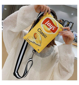 Funny Potato Chips Crossbody Handbag Clutch Bag Small Messenger Shoulder Bag