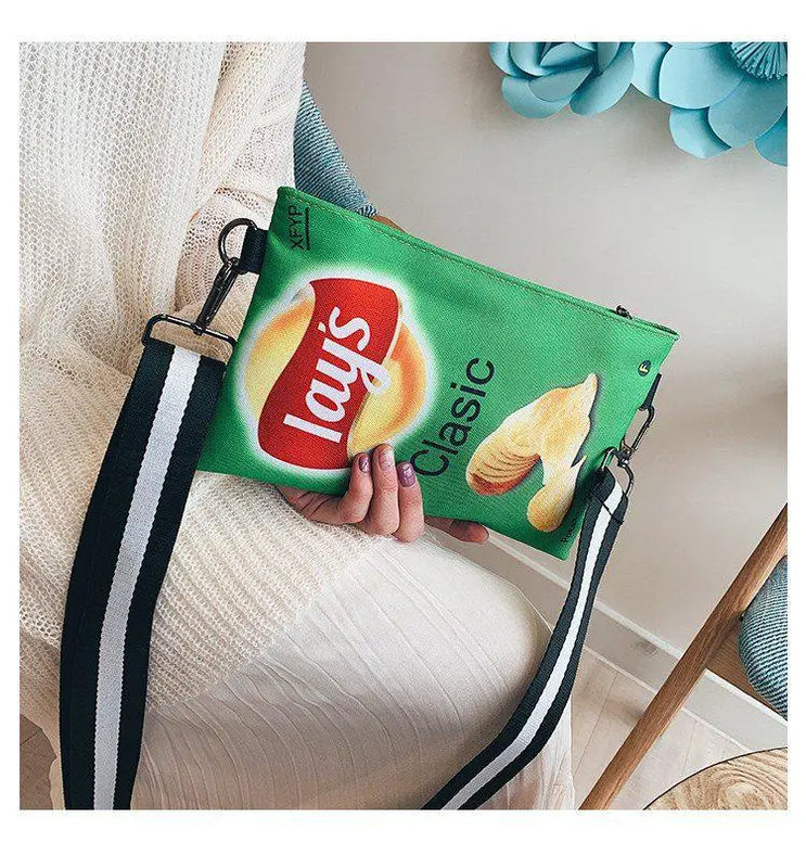 Funny Potato Chips Crossbody Handbag Clutch Bag Small Messenger Shoulder Bag