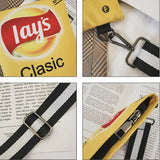 Funny Potato Chips Women Crossbody Handbag Canvas Shoulder Bag