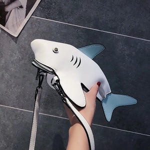 Funny Shark Women Shoulder Messenger Bag PU Leather Phone Crossobdy Bolsas