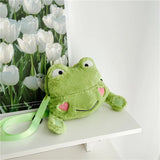 Funny Frog Plush Shoulder Bag Powder Blusher Crossbody Bag