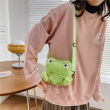 Funny Frog Plush Shoulder Bag Powder Blusher Crossbody Bag
