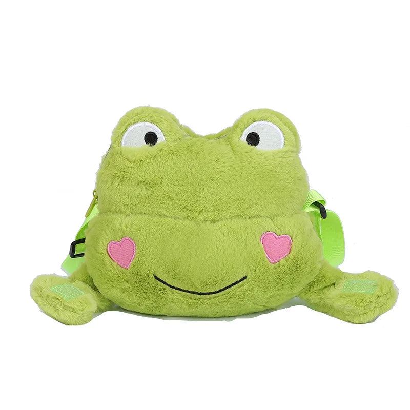 Funny Frog Plush Shoulder Bag Powder Blusher Crossbody Bag