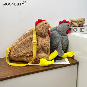 Funny Women Hen Shape Plush Bag Cartoon Chicken Crossbody Shoulder Bag